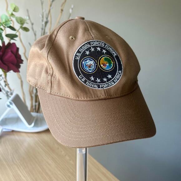 U.S. NAVAL FORCES EUROPE & AFRICA Navy Marine Baseball Cap Khaki Beige Patriotic - Picture 4 of 10